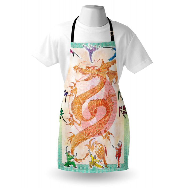 Colorful Dragon and Samurais Apron