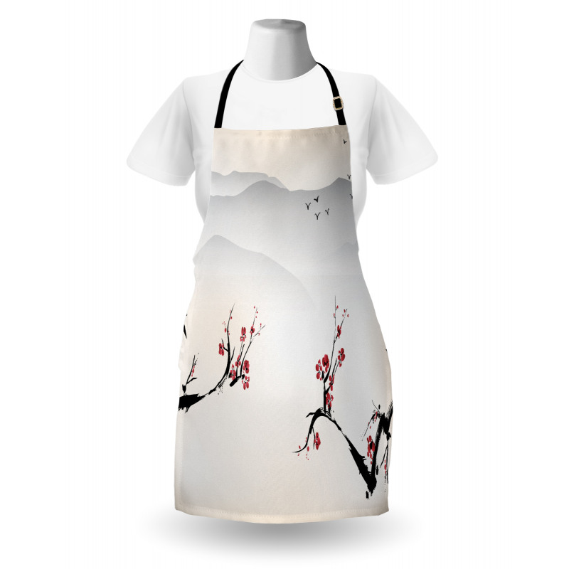 Sakura Flower and Gulls Apron