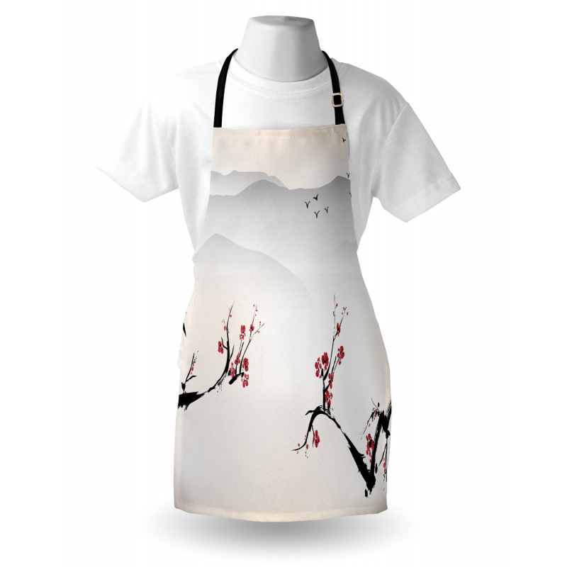 Sakura Flower and Gulls Apron