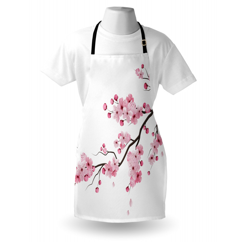 Çiçekli Mutfak Önlüğü Pembe Sakura Kiraz Çiçekleri