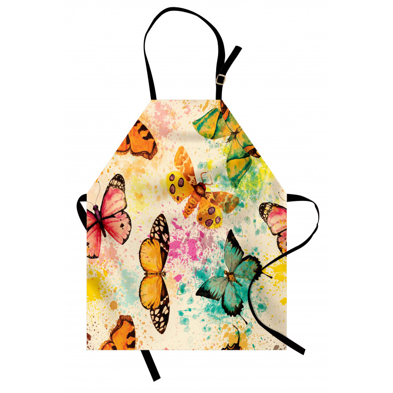 Kelebek ve Yusufçuk Mutfak Önlüğü Doğa Sanatı Bahar Temalı