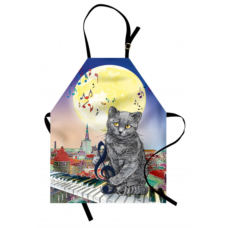 Hayvan Deseni Mutfak Önlüğü Müzisyen Kedi Desenli