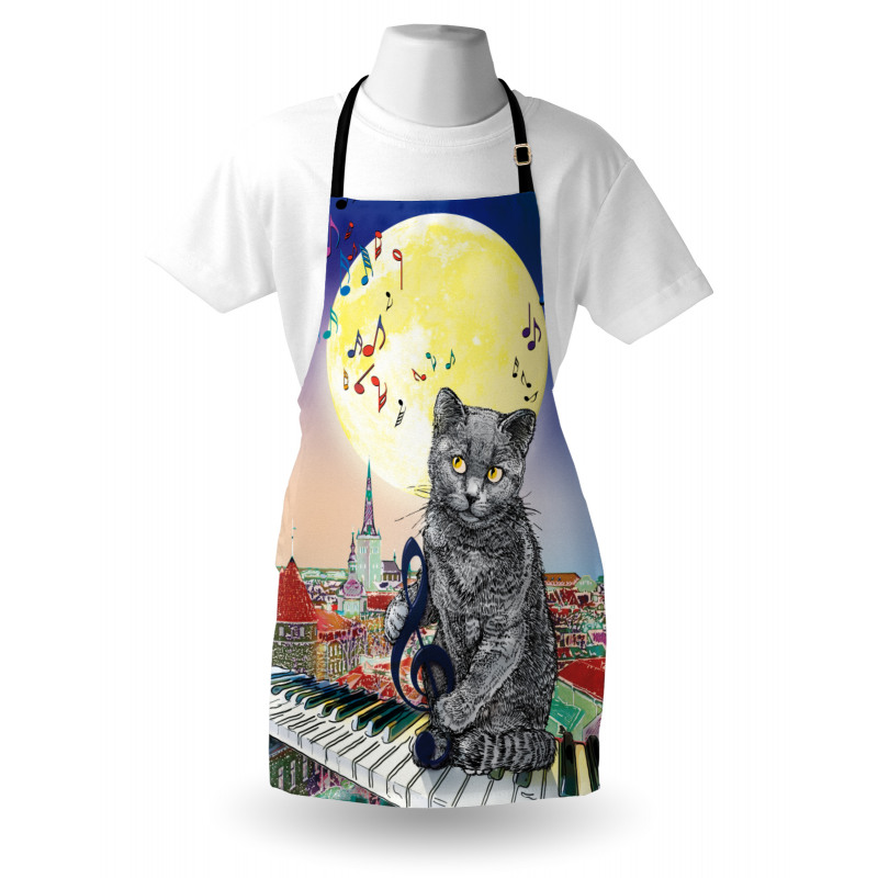 Musical Notes Cat Apron