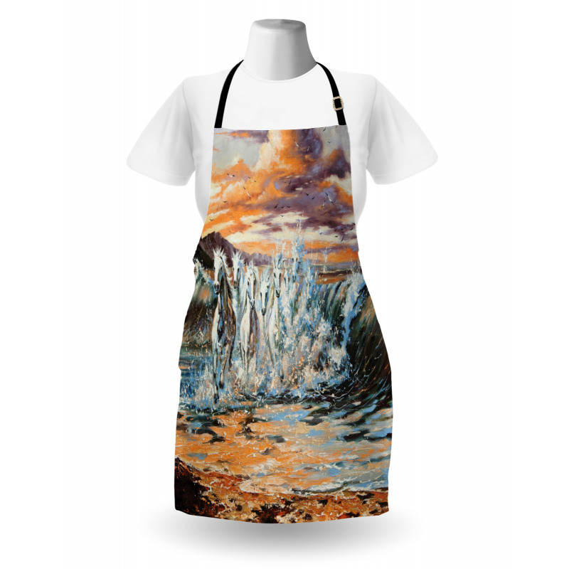 Retro Surreal Horses Apron