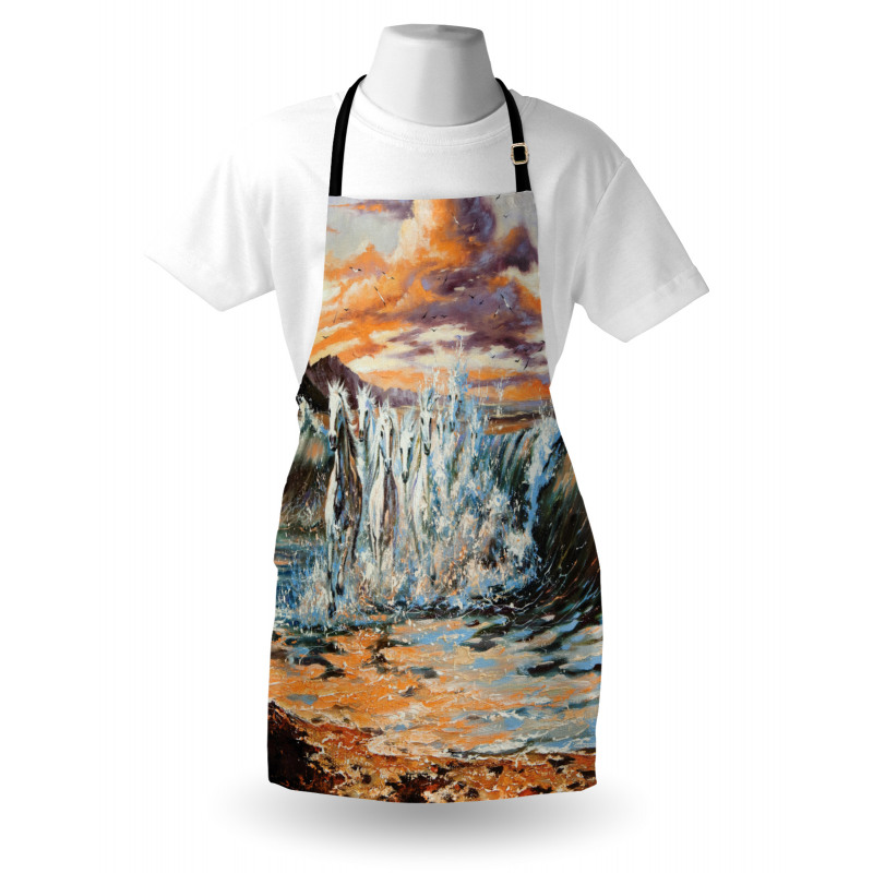 Retro Surreal Horses Apron