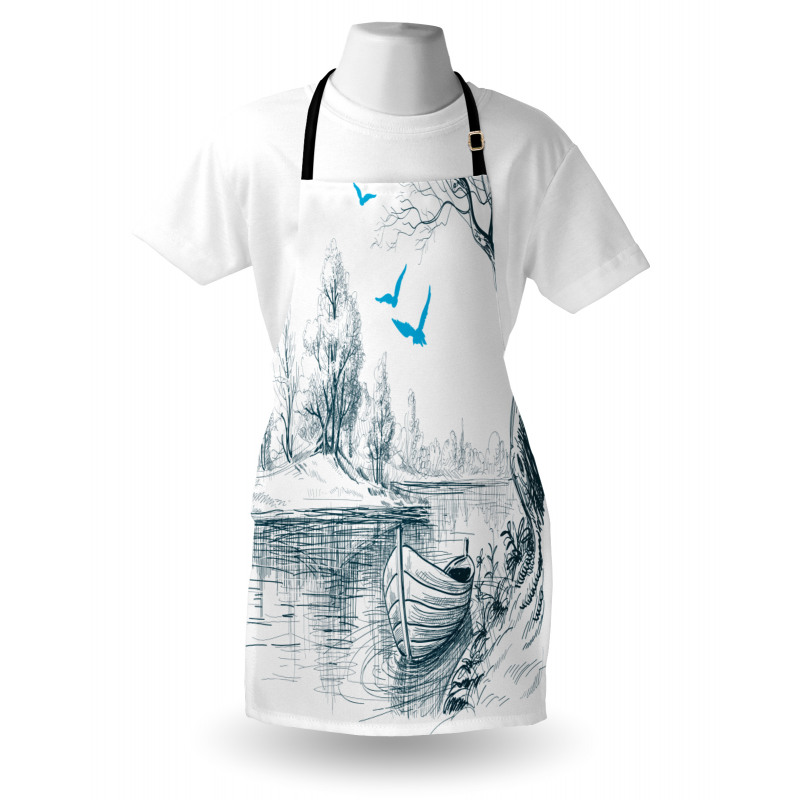 Boat on River Drawing Apron