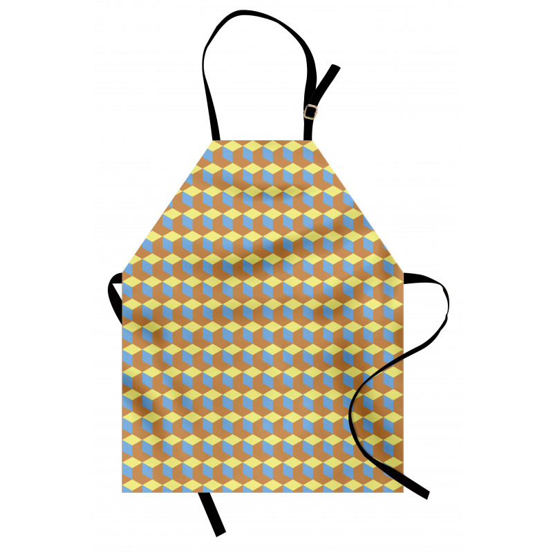 Geometrik Mutfak Önlüğü Absürt Pastel Tonlu Küpler Retro İlhamlı