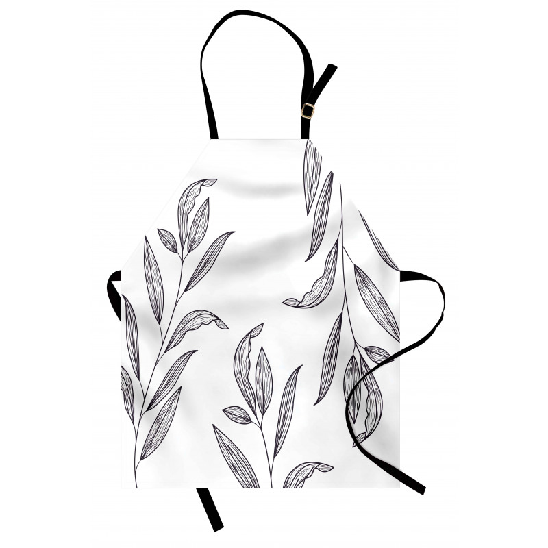 Hatched Look Leaves Art Apron