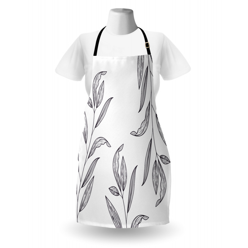 Hatched Look Leaves Art Apron