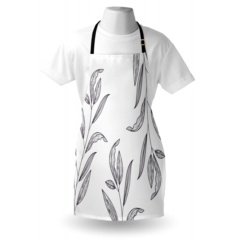 Hatched Look Leaves Art Apron