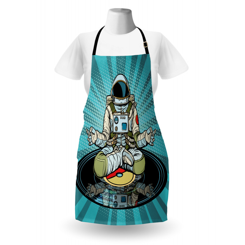 Funny Spaceman Doing Yoga Apron