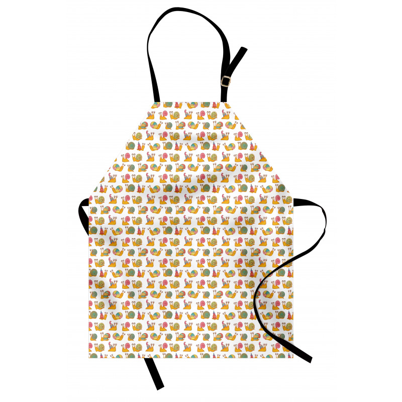 Böcek Mutfak Önlüğü Karikatür Stili Renkli Kabuklu Salyangozlar