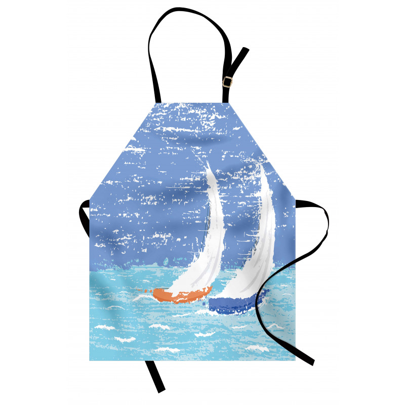 Grunge Sailboats Ocean Apron