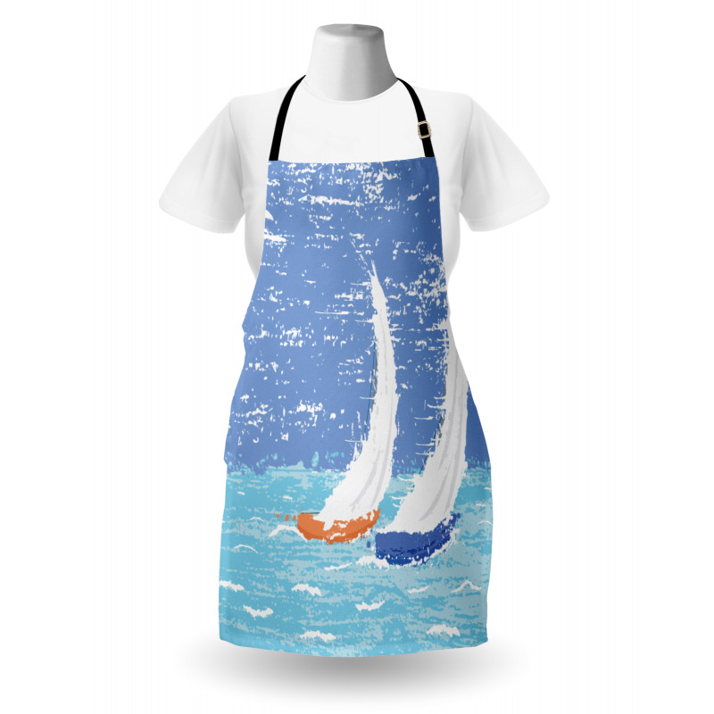 Grunge Sailboats Ocean Apron