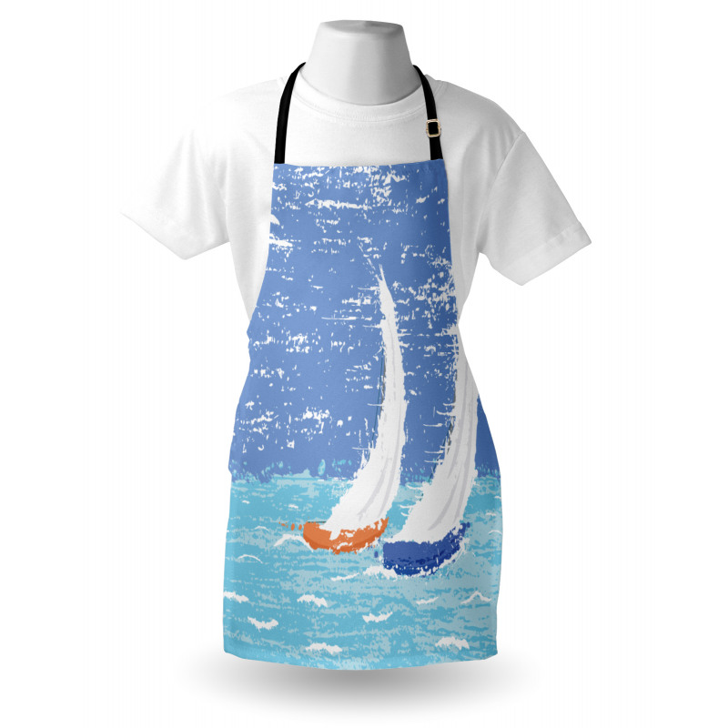 Grunge Sailboats Ocean Apron