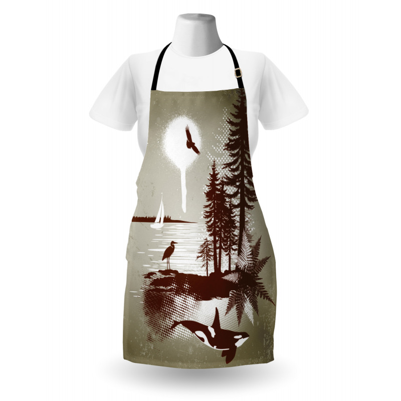 Grunge Whale Maritime Apron