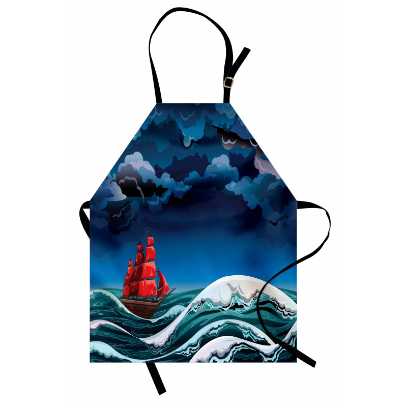 Cartoon Ship on Waves Apron