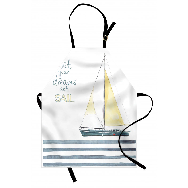 Denizci Mutfak Önlüğü Yelkenli Desenli