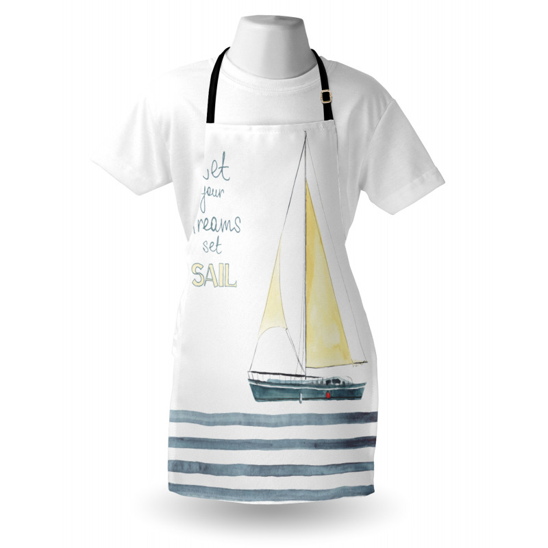 Denizci Mutfak Önlüğü Yelkenli Desenli