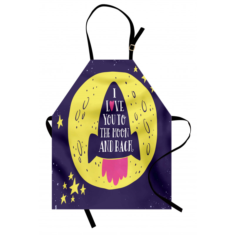 Rocket Space Moon Love Apron