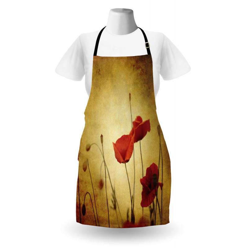 Poppy Flowers Bohemian Apron