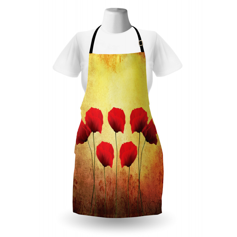 Retro Poppy Flowers Apron