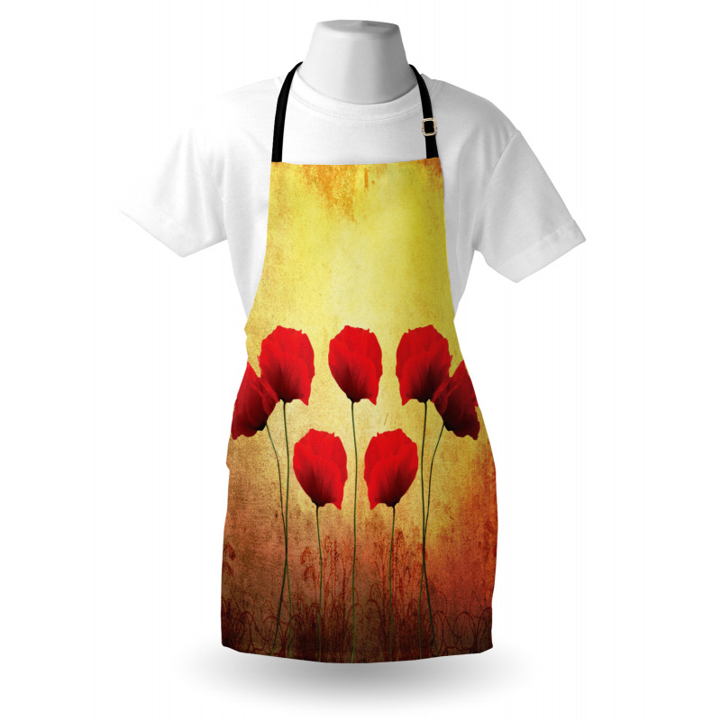 Retro Poppy Flowers Apron