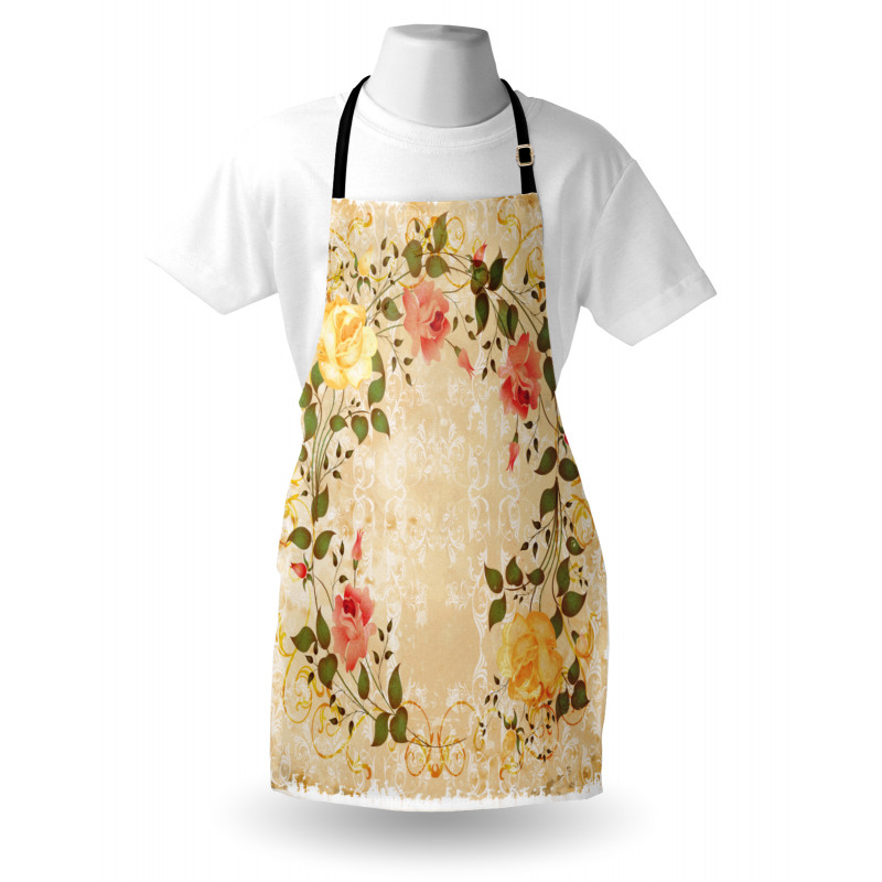 Leaves Roses Floral Apron