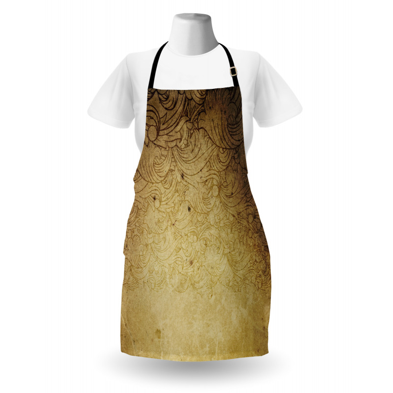 Brown Floral Ornaments Apron