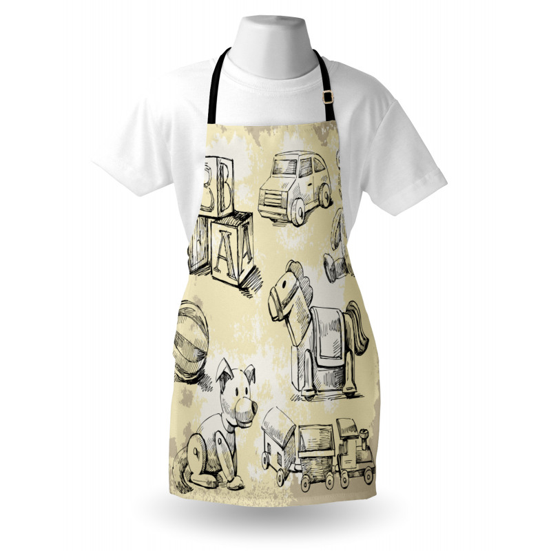 Hand Drawn Teddy Bear Apron