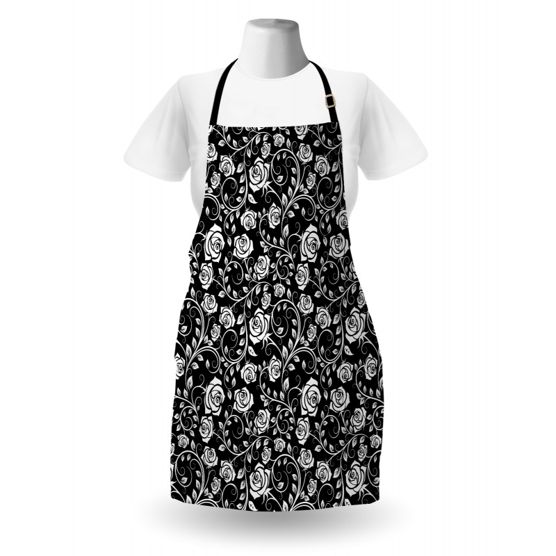 Roses on Swirling Stems Curl Apron