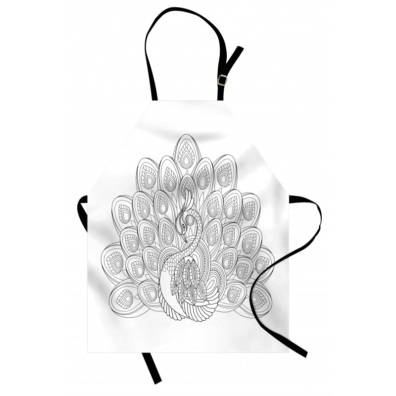 Outline Design Peacock Bird Apron