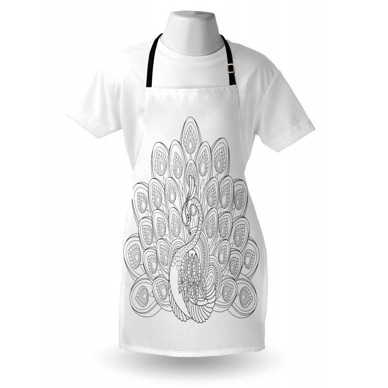 Outline Design Peacock Bird Apron