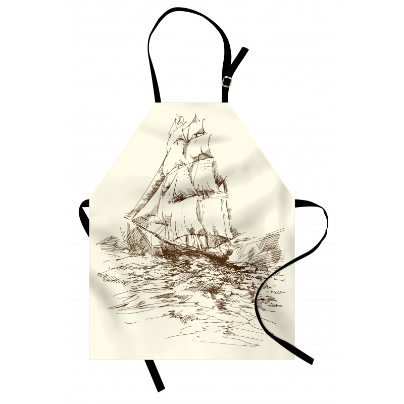 Hand Drawn Ship Apron