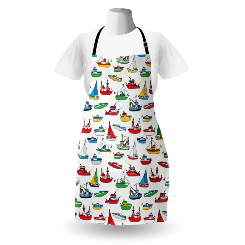 Cartoon Fishing Boats Apron