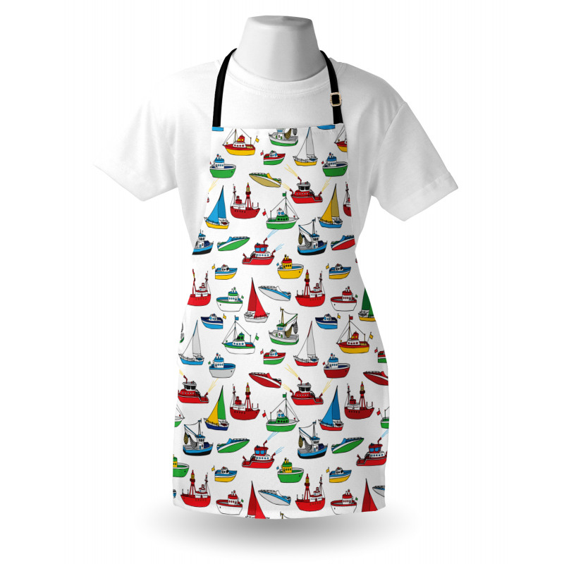 Cartoon Fishing Boats Apron