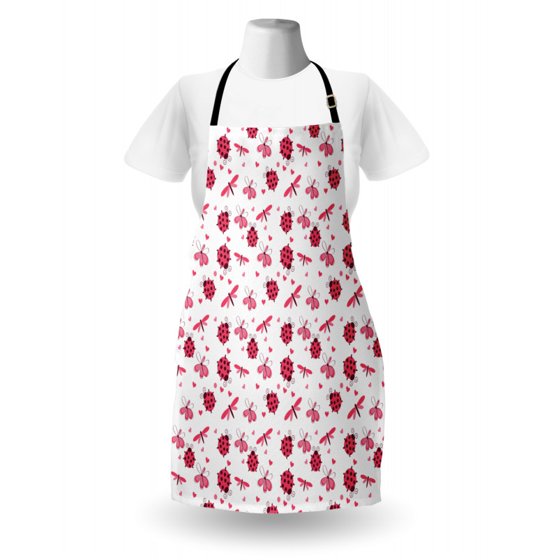 Dragonfly Ladybugs Hearts Apron