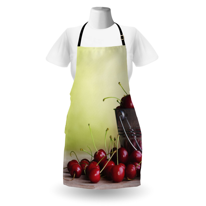 Cherries Bucket on Ombre Apron