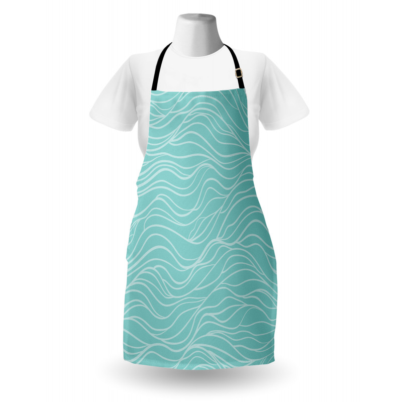 Simple Aquatic Doodle Waves Apron