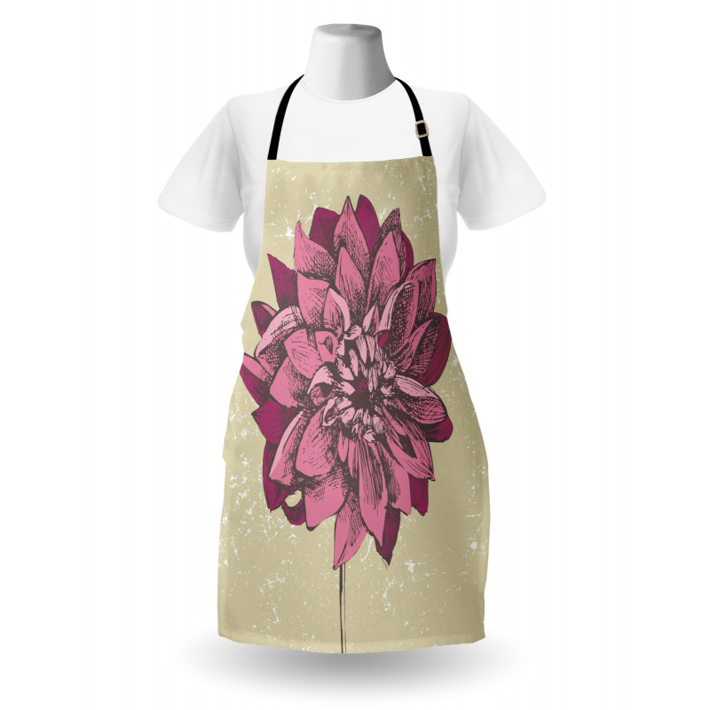 Çiçekli Mutfak Önlüğü Mor Çiçek Desenli Retro