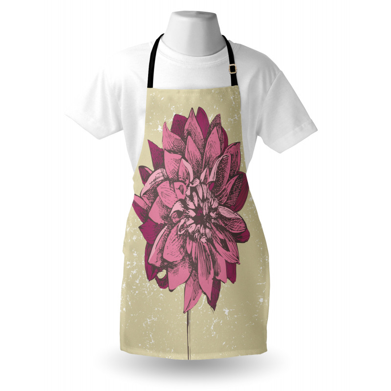 Çiçekli Mutfak Önlüğü Mor Çiçek Desenli Retro