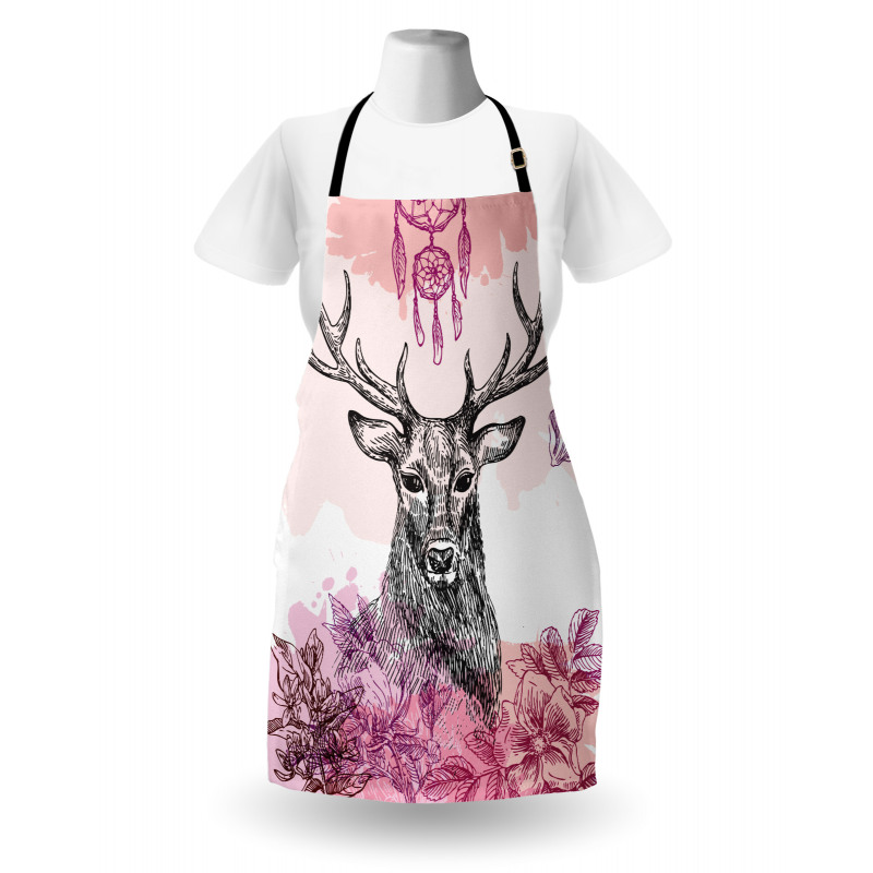 Flower Leaves Hand Drawn Apron