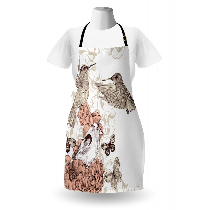 Birds Butterflies Art Apron