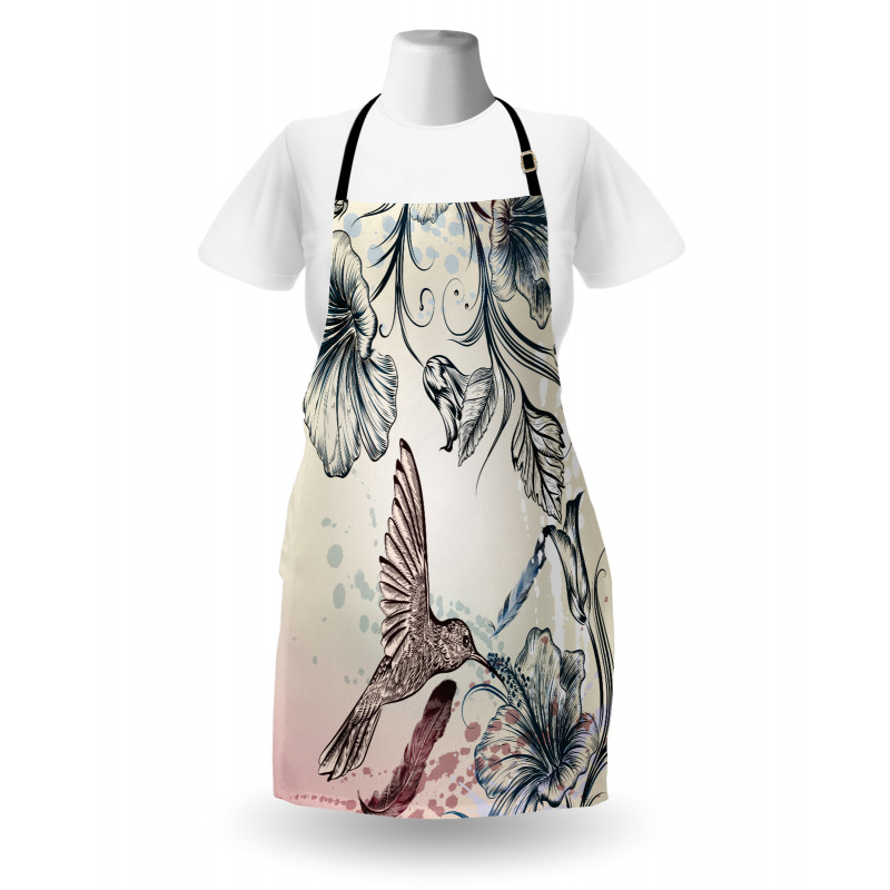 Vintage Birds Flowers Apron