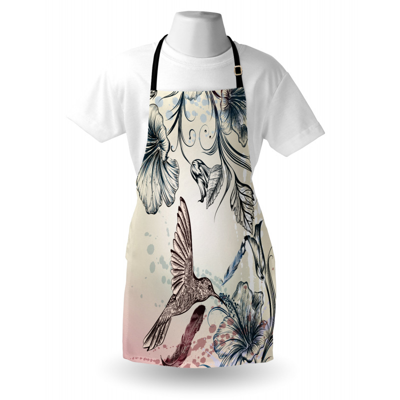 Vintage Birds Flowers Apron