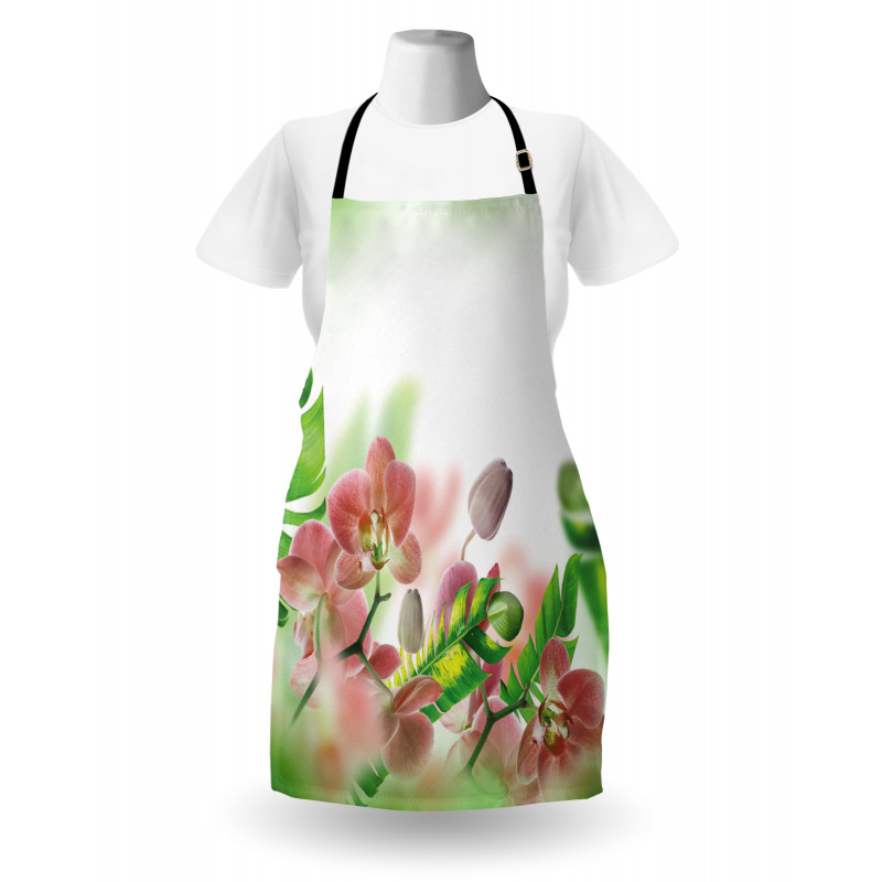 Orchids Blossoms Leaves Apron