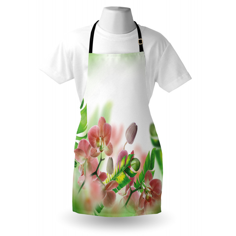 Orchids Blossoms Leaves Apron