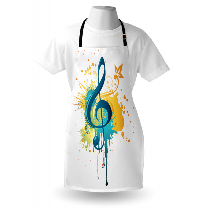 Clef on Modern Splash Motifs Apron