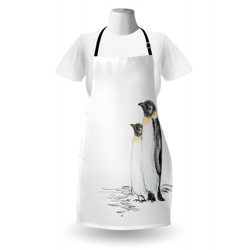 Hand Drawn Penguins Art Apron