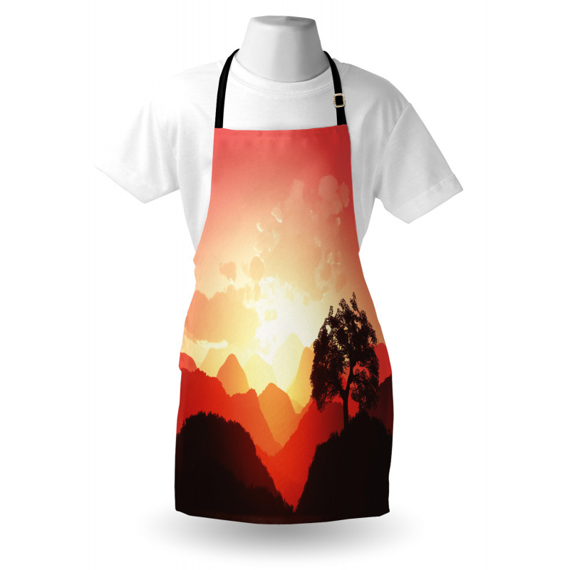 Sunset Tree Mountains Apron